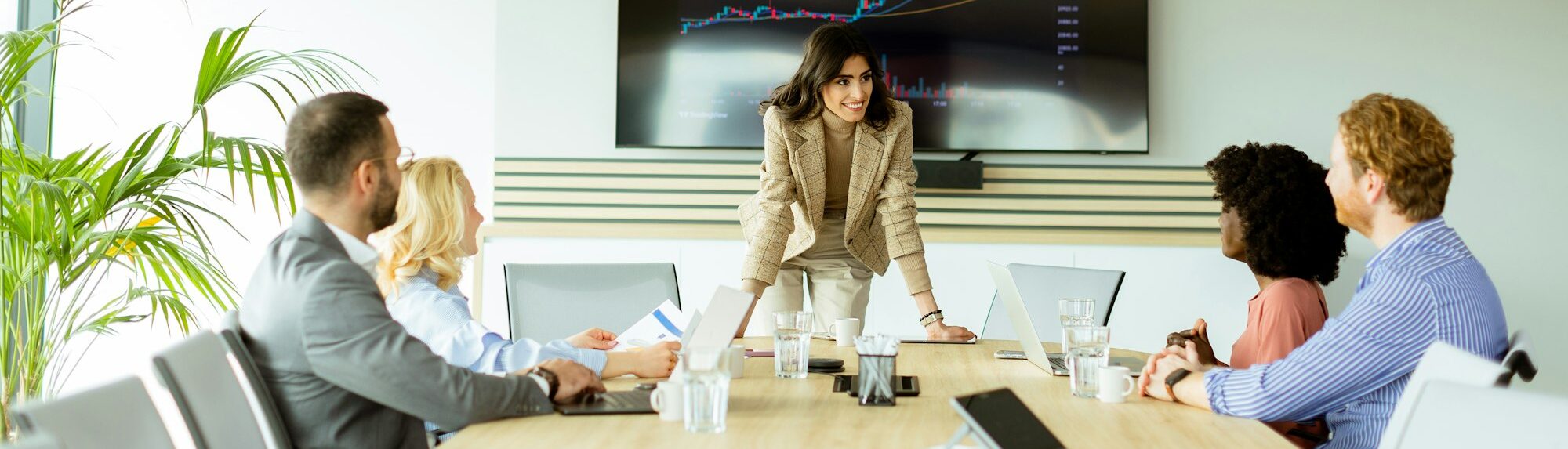 Insightful market analysis presentation by a professional at a modern conference room